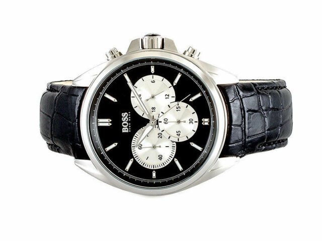  Shop Authentic Hugo Boss Driver Black Dial Black Leather Strap Watch for Men - 1512879 - Luxxuri