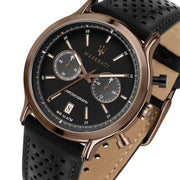  Shop Authentic Maserati Legend Chronograph Black Dial Black Leather Strap Watch For Men - R8871638001 - Luxxuri