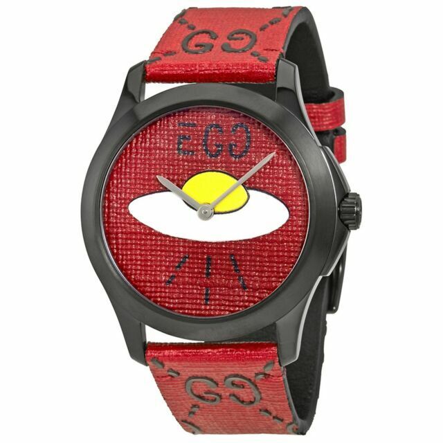  Shop Authentic Gucci G Timeless Ghost Red Dial Red Leather Strap Watch For Men - YA1264023 - Luxxuri