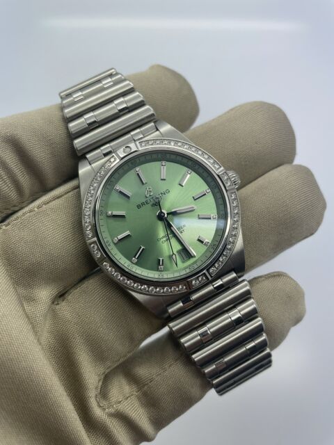  Shop Authentic Breitling Chronomat Automatic 36 Diamonds Green Dial Two Tone Steel Strap Watch for Women - A10380591L1A1 - Luxxuri