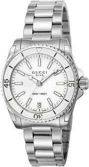  Shop Authentic Gucci Dive Quartz White Dial Stainless Steel Unisex Watch - YA136402 - Luxxuri