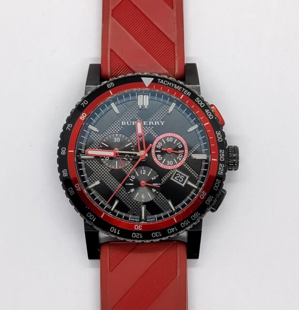  Shop Authentic Burberry The City Chronograph Black Dial Red Rubber Strap Watch For Men - BU9805 - Luxxuri