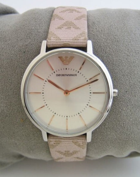 Shop Authentic Emporio Armani Classic White Dial Beige Leather Strap Watch For Women - AR11008 - Luxxuri