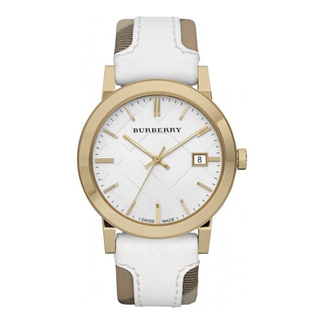  Shop Authentic Burberry The City White Dial White Leather Strap Watch for Women - BU9110 - Luxxuri