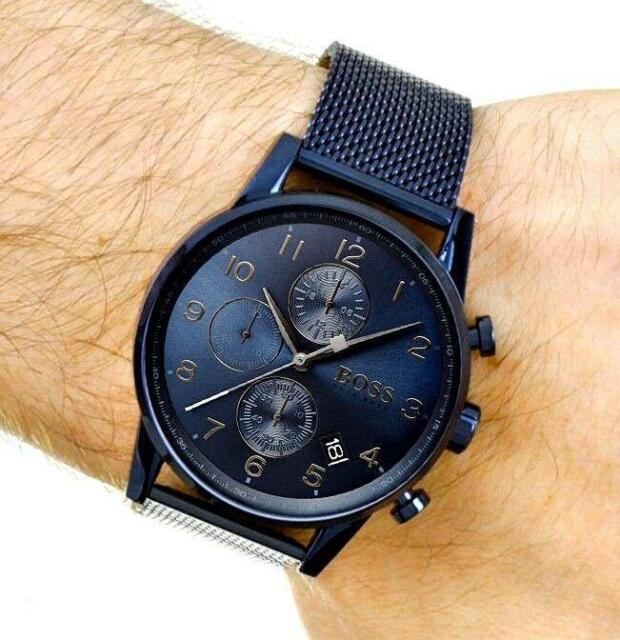  Shop Authentic Hugo Boss Navigator Chronograph Blue Dial Blue Mesh Bracelet Watch for Men - 1513538 - Luxxuri
