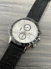  Shop Authentic Hugo Boss Rafale Chronograh Quartz White Dial Black Leather Strap Watch For Men - HB1513403 - Luxxuri