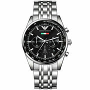  Shop Authentic Emporio Armani Sportivo Chronograph Black Dial Silver Steel Strap Watch For Men - AR5984 - Luxxuri