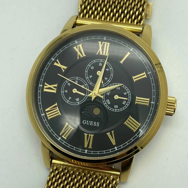  Shop Authentic Guess Delancy Black Dial Gold Mesh Bracelet Watch for Men - W0871G2 - Luxxuri