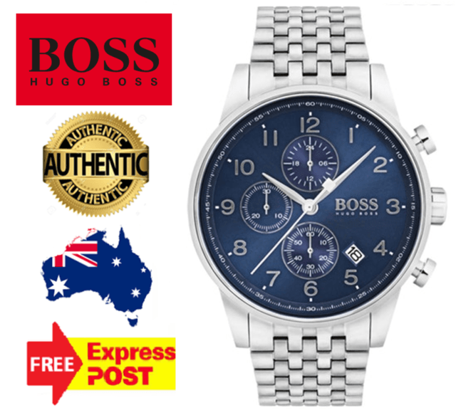  Shop Authentic Hugo Boss Navigator Chronograph Blue Dial Silver Steel Strap Watch for Men - 1513498 - Luxxuri