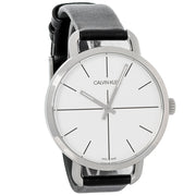  Shop Authentic Calvin Klein Evan White Dial Black Leather Strap Watch for Women - K7B231CY - Luxxuri