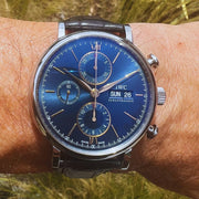  Shop Authentic IWC Portofino Chronograph Blue Dial Black Leather Strap Watch for Men - IW391036 - Luxxuri