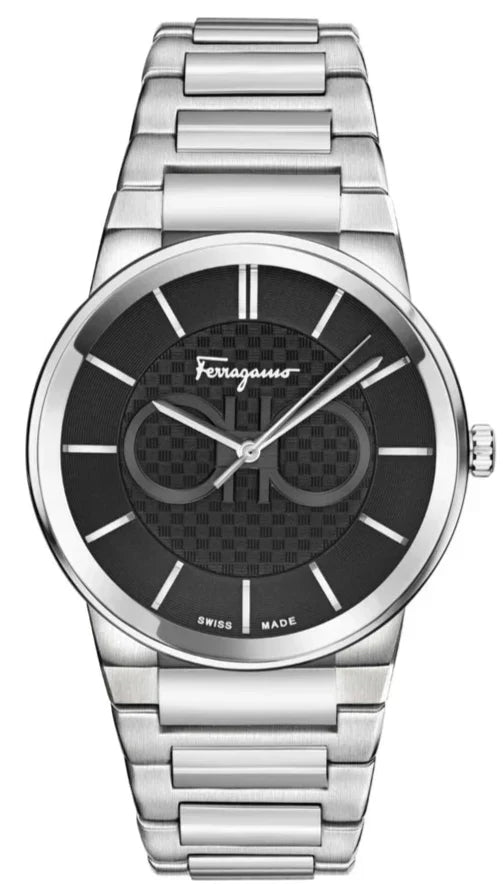  Shop Authentic Salvatore Ferragamo Sapphire Bracelet Black Dial Silver Steel Strap Watch For Men - SFHP01124 - Luxxuri
