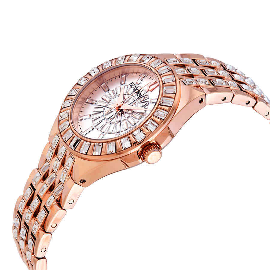  Shop Authentic Bulova Phantom White Dial with Swarovski Baguettes Rose Gold Steel Strap Watch for Women - 98L268 - Luxxuri