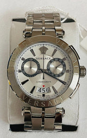  Shop Authentic Versace Aion Chronograph White Dial Silver Steel Strap Watch for Men - VBR040017 - Luxxuri
