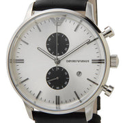  Shop Authentic Emporio Armani Gianni White Dial Black Leather Strap Watch For Men - AR0385 - Luxxuri