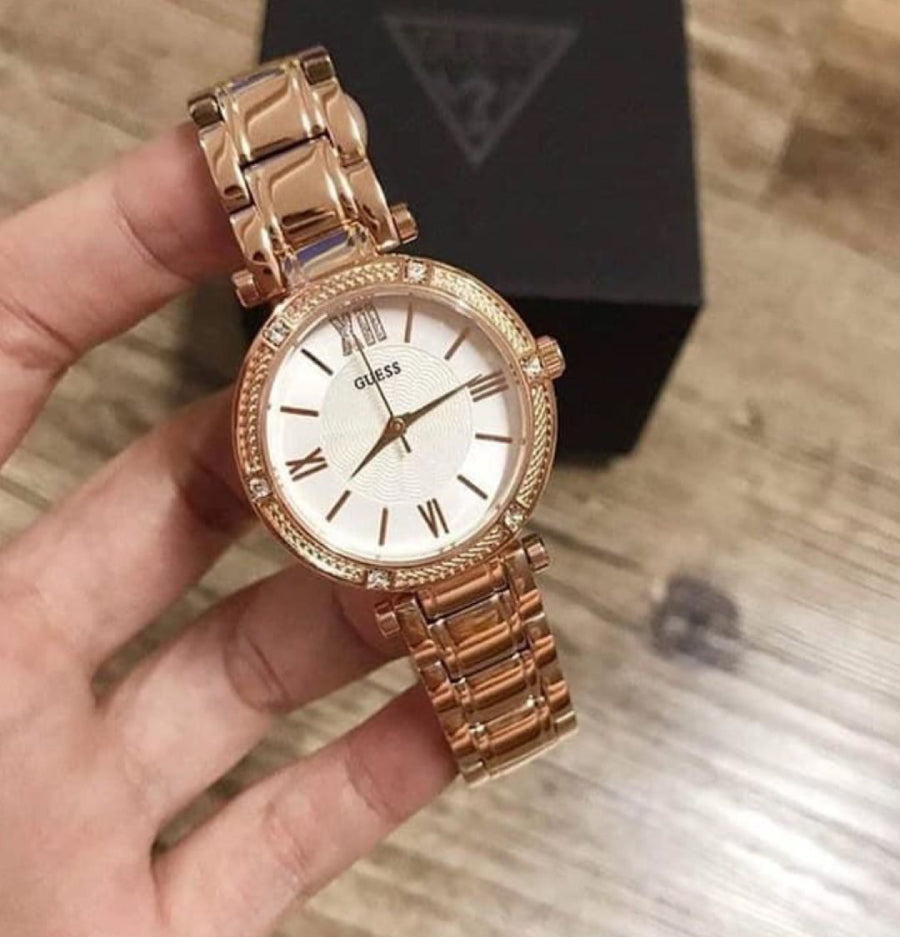  Shop Authentic Guess Park Ave White Dial Rose Gold Steel Strap Watch for Women - W0767L3 - Luxxuri