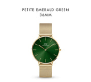  Shop Authentic Daniel Wellington Petite Emerald Green Dial Gold Mesh Strap Watch For Women - DW00100481 - Luxxuri