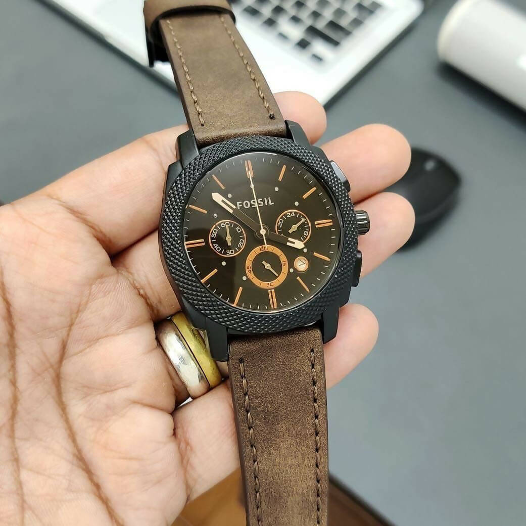  Shop Authentic Fossil Machine Flight Chronograph Brown Dial Brown Leather Strap Watch for Men - FS4656 - Luxxuri