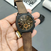 Shop Authentic Fossil Machine Flight Chronograph Brown Dial Brown Leather Strap Watch for Men - FS4656 - Luxxuri