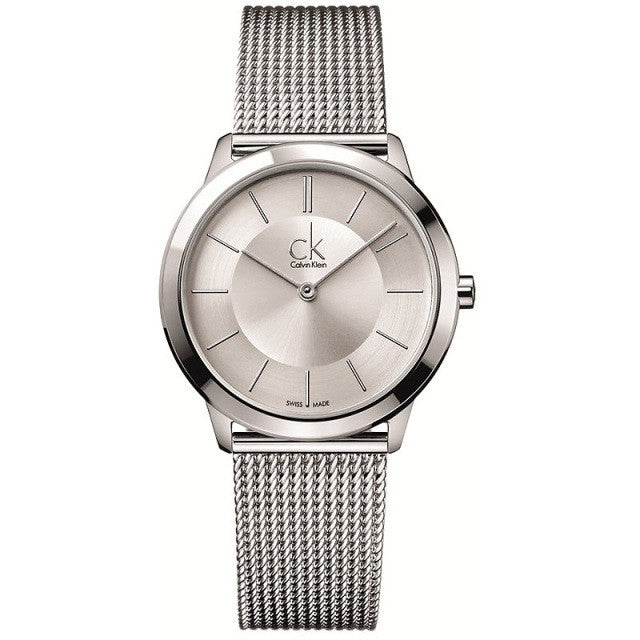  Shop Authentic Calvin Klein Minimal White Dial Silver Mesh Bracelet Watch for Women - K3M23126 - Luxxuri