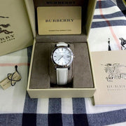  Shop Authentic Burberry The City White Dial White Leather Strap Watch for Women - BU9128 - Luxxuri