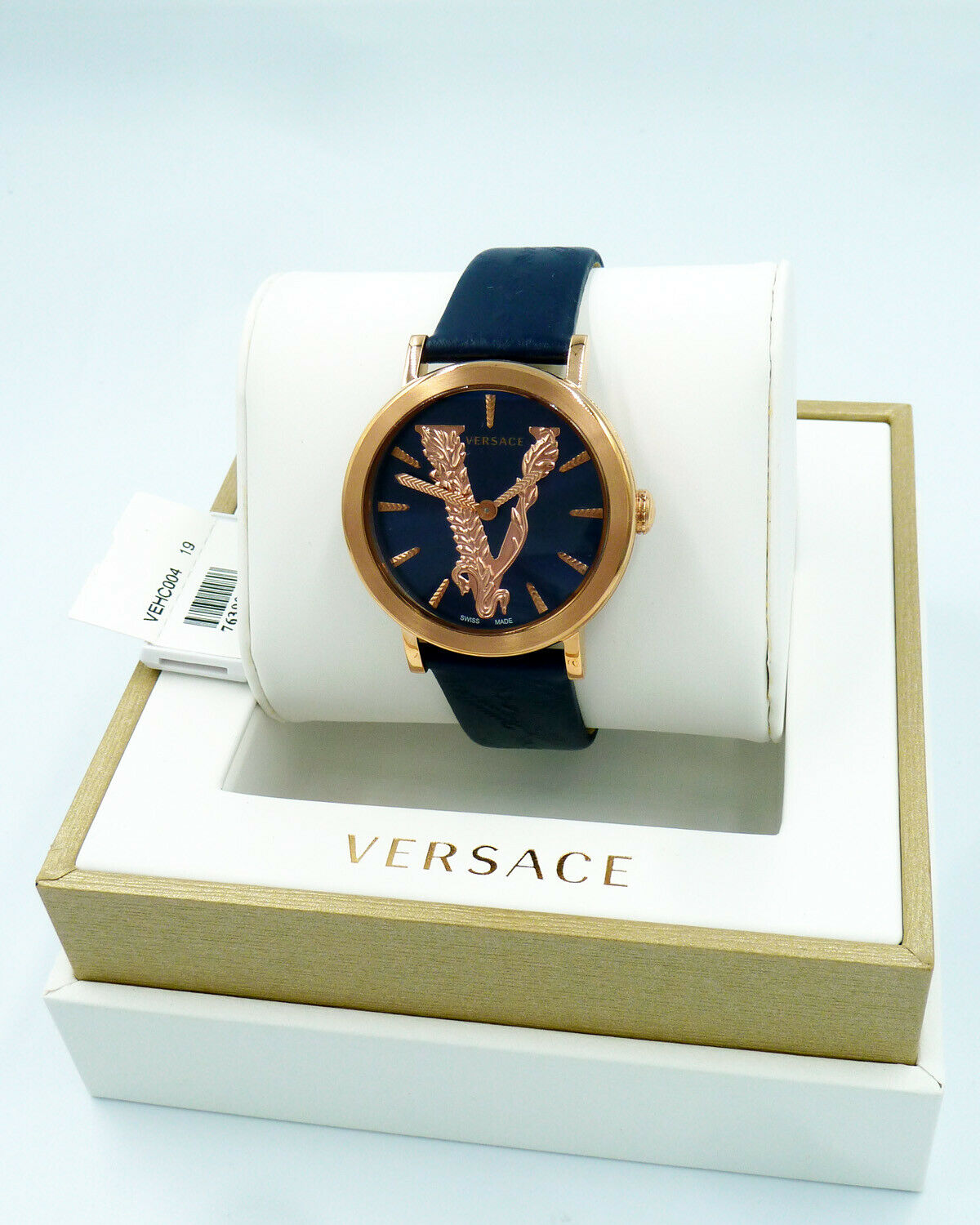  Shop Authentic Versace Virtus Quartz Blue Dial Blue Leather Strap Watch for Women - VEHC00419 - Luxxuri