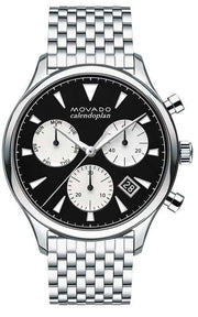  Shop Authentic Movado Heritage Calendoplan Chronograph Black Dial Silver Steel Strap Watch for Men - 3650014 - Luxxuri