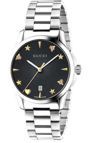  Shop Authentic Gucci G Timeless Black Dial Silver Steel Strap Watch For Women - YA1264029 - Luxxuri
