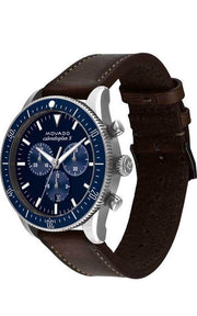  Shop Authentic Movado Heritage 29mm Chronograph Blue Dial Brown Leather Strap Watch For Men - 3650061 - Luxxuri