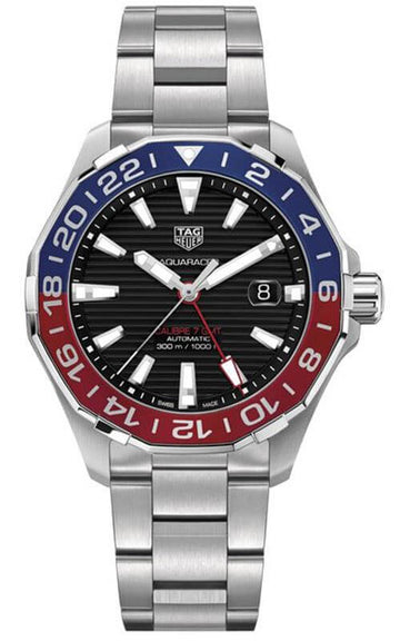  Shop Authentic Tag Heuer Aquaracer GMT Caliber 7 Pepsi Black Dial Silver Steel Strap Watch for Men - WAY201F.BA0927 - Luxxuri