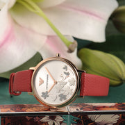  Shop Authentic Emporio Armani Kappa Classic Quartz Silver Dial Red Leather Strap Watch For Women - AR11114 - Luxxuri
