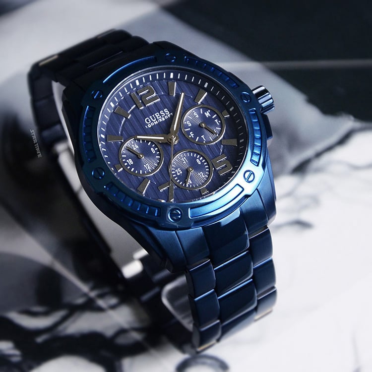  Shop Authentic Guess Flagship Chronograph Blue Dial Blue Steel Strap Watch for Men - W0601G2 - Luxxuri