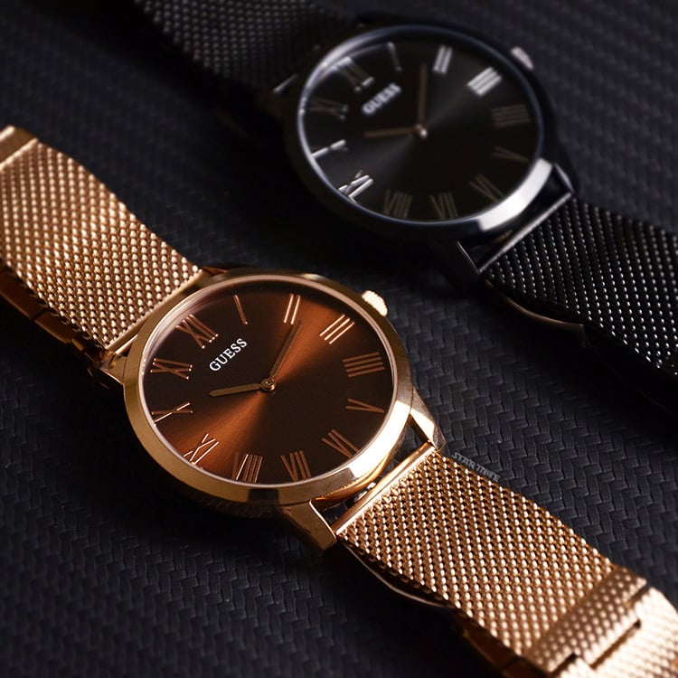  Shop Authentic Guess Analog Brown Dial Brown Mesh Bracelet Watch for Men - GW0074G1 - Luxxuri