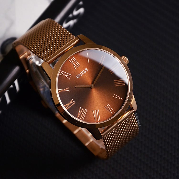  Shop Authentic Guess Analog Brown Dial Brown Mesh Bracelet Watch for Men - GW0074G1 - Luxxuri