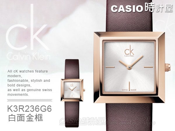  Shop Authentic Calvin Klein Mark White Dial Brown Leather Strap Watch for Women - K3R236G6 - Luxxuri