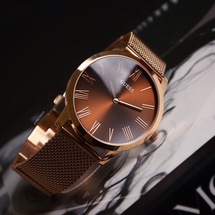  Shop Authentic Guess Analog Brown Dial Brown Mesh Bracelet Watch for Men - GW0074G1 - Luxxuri