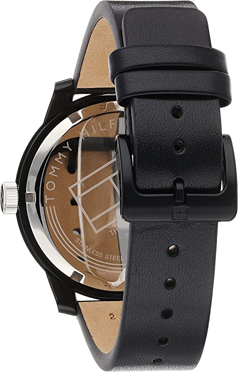  Shop Authentic Tommy Hilfiger Denim Quartz Black Dial Black Leather Strap Watch for Men - 1791479 - Luxxuri