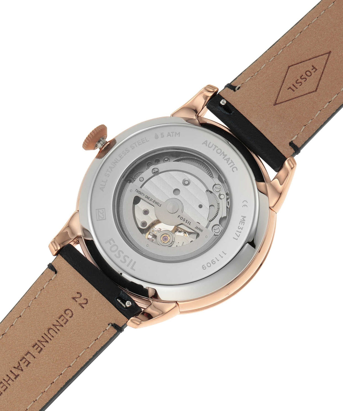 Shop Authentic Fossil Townsman Automatic Black Dial Black Leather Strap Watch for Men - ME3170 - Luxxuri