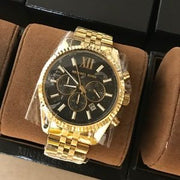  Shop Authentic Michael Kors Lexington Chronograph Black Dial Gold Steel Strap Watch for Men - MK8286 - Luxxuri