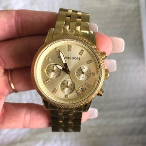 Shop Authentic Michael Kors Ritz Chronograph Gold Dial Gold Steel Strap Watch for Women - MK5676 - Luxxuri