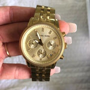 Shop Authentic Michael Kors Ritz Chronograph Gold Dial Gold Steel Strap Watch for Women - MK5676 - Luxxuri