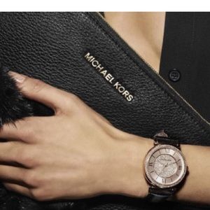  Shop Authentic Michael Kors Catlin Rose Gold Crystal Dial Black Leather Strap Watch for Women - MK2376 - Luxxuri