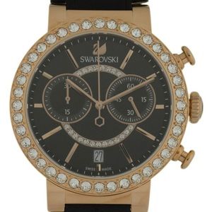  Shop Authentic Swarovski Citra Sphere Chronograph Black Dial Black Leather Strap Watch for Women - 5055209 - Luxxuri