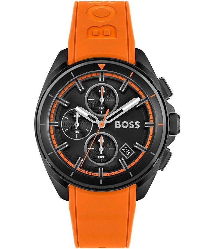  Shop Authentic Hugo Boss Volane Black Dial Orange Silicone Strap Watch for Men - 1513957 - Luxxuri