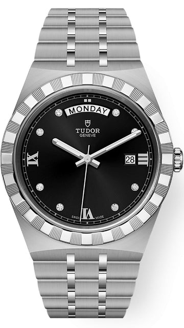  Shop Authentic Tudor Royal Automatic Diamonds Black Dial Silver Steel Strap Watch for Men - M28600-0004 - Luxxuri