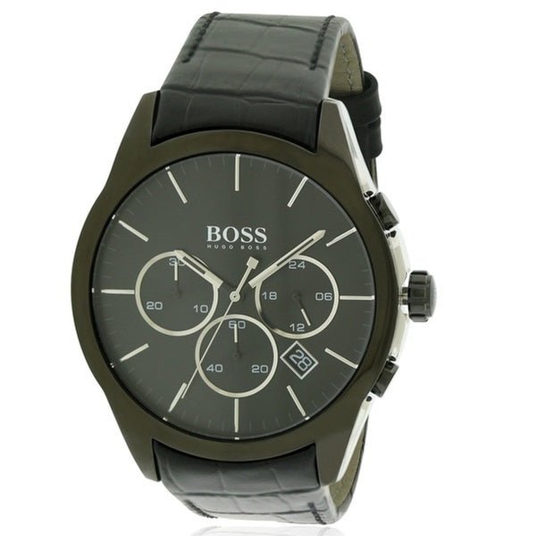  Shop Authentic Hugo Boss Onyx Black Dial Black Leather Strap Watch for Men - 1513367 - Luxxuri
