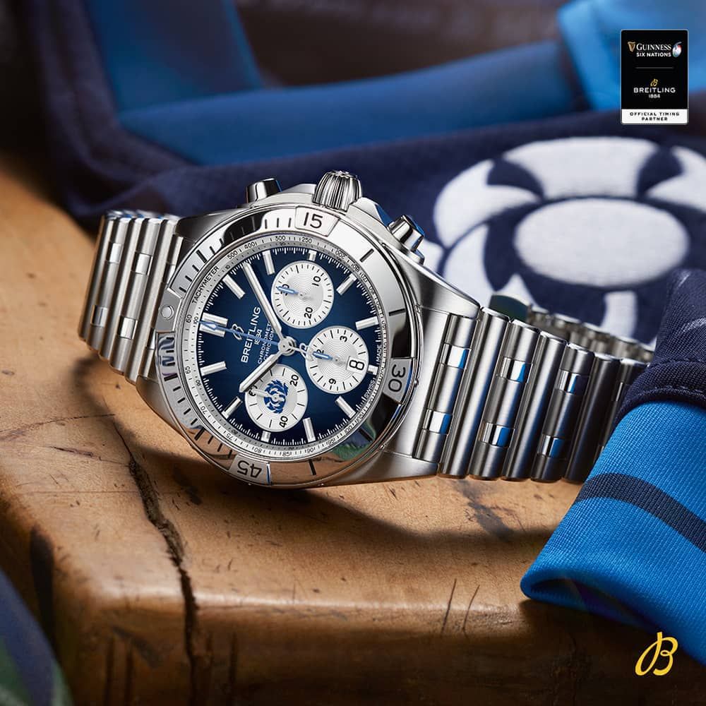  Shop Authentic Breitling Chronomat B01 42 Six Nations Scotland Blue Dial Silver Steel Strap Watch for Men - AB0134A51C1A1 - Luxxuri