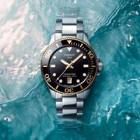  Shop Authentic Tissot Seastar 1000 Black Dial Two Tone Steel Strap Watch for Women - T120.210.22.051.00 - Luxxuri