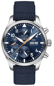  Shop Authentic IWC Pilot's Automatic Chronograph 43mm Blue Dial Blue Calfskin Strap Watch for Men - IW377729 - Luxxuri