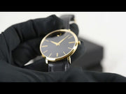  Shop Authentic Movado Ultra Slim Black Dial Black Leather Strap Watch For Men - 0607087 - Luxxuri
